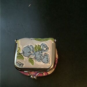 Vera Bradley Floral Coin Purse/ Contact Lense Holder Green and Blue